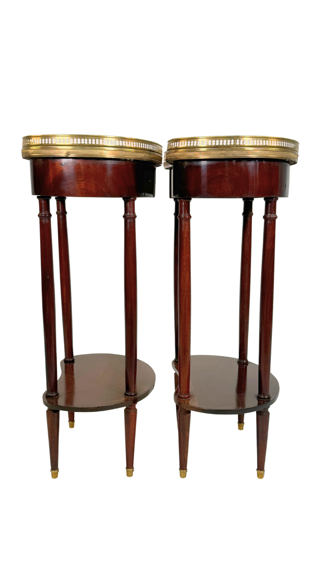 Pair of French Kidney-Shaped Marble Top Side Tables