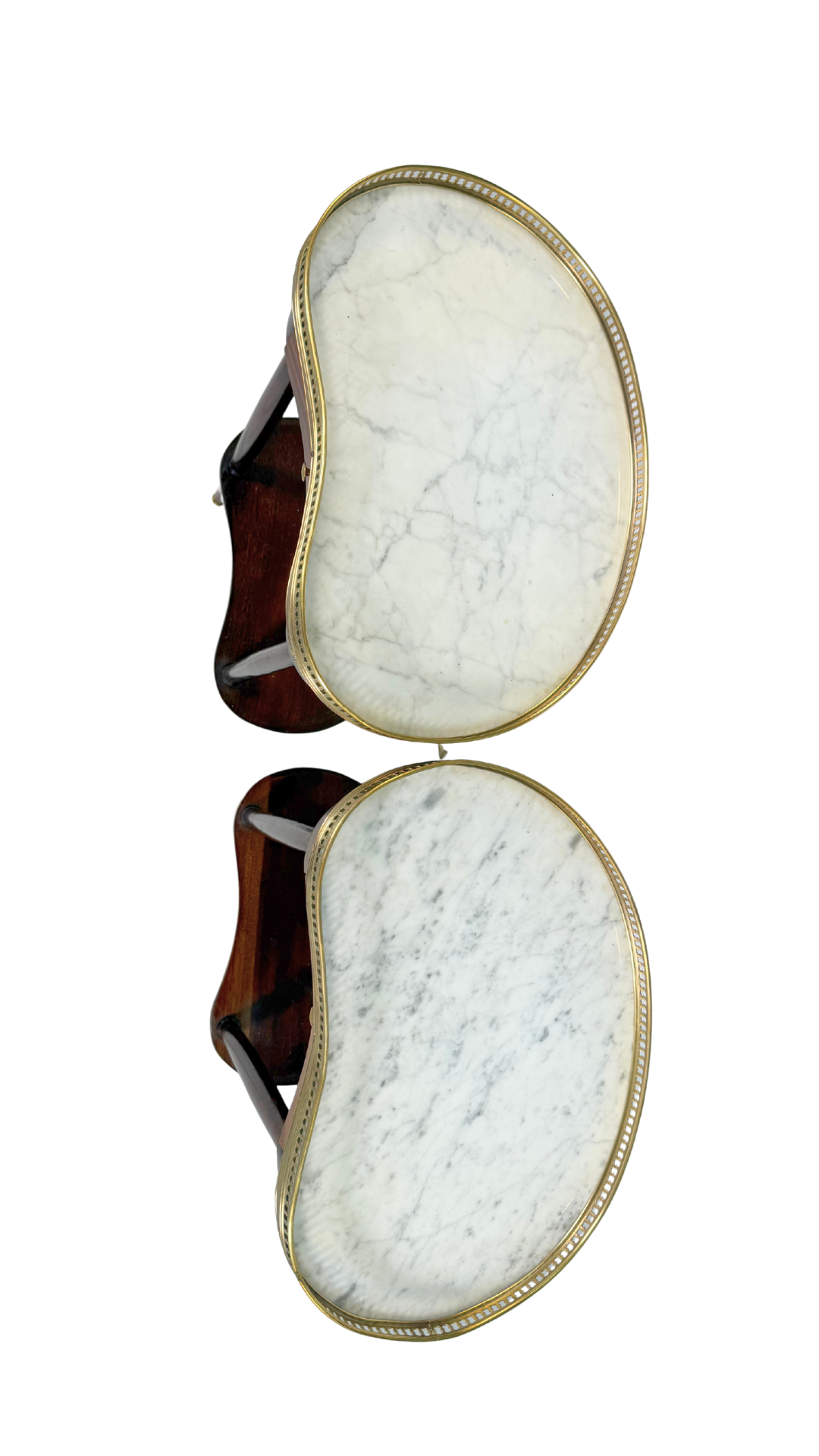 Pair of French Kidney-Shaped Marble Top Side Tables