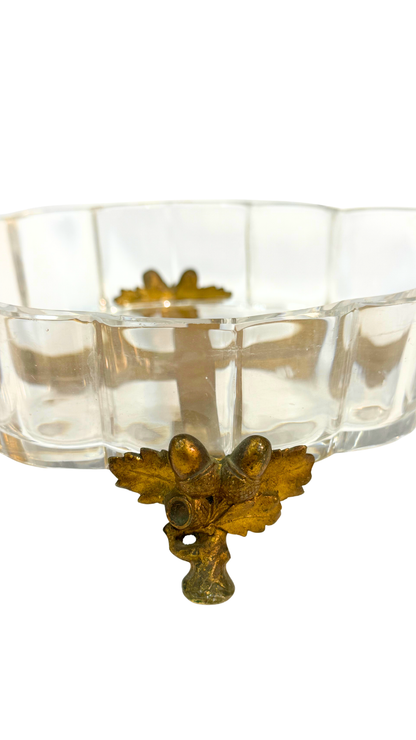 Stamped Baccarat Crystal & Ormolu Footed Dish