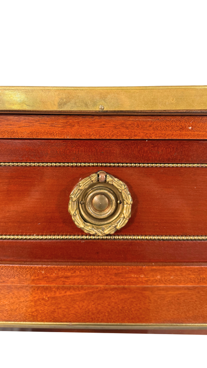 Louis XVI–Style Mahogany Console Cabinet with Marble Top