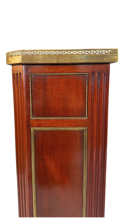 Louis XVI–Style Mahogany Console Cabinet with Marble Top