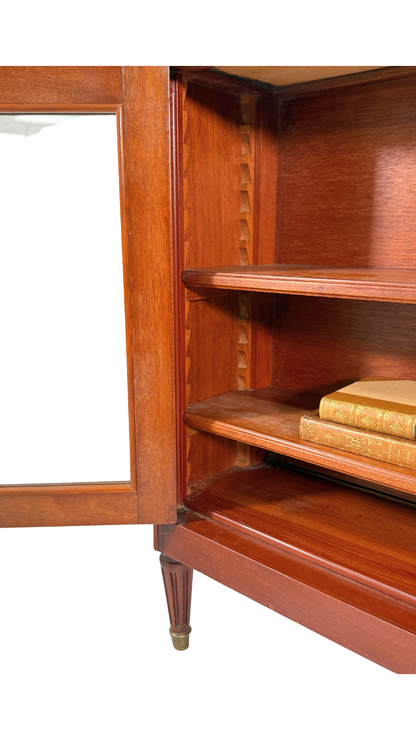 Louis XVI–Style Mahogany Console Cabinet with Marble Top