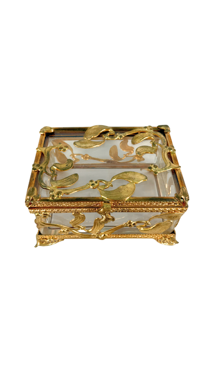 Antique French Ormolu and Glass Jewelry Casket