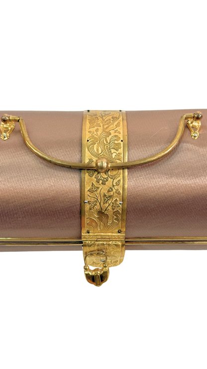 French Gilt Bronze & Silk Sewing Etui, 19th Century