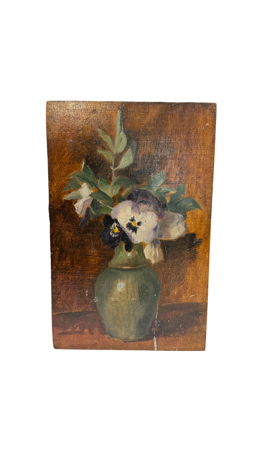 Pansies Still Life on Panel