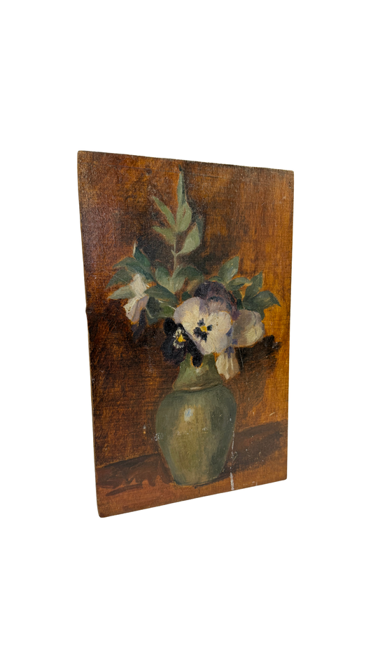 Pansies Still Life on Panel