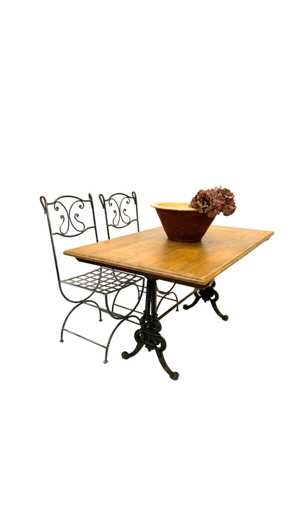 French Bistro Table with Cast Iron Base