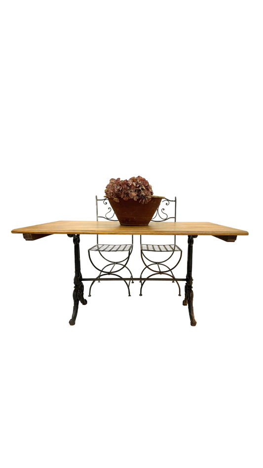 French Bistro Table with Cast Iron Base