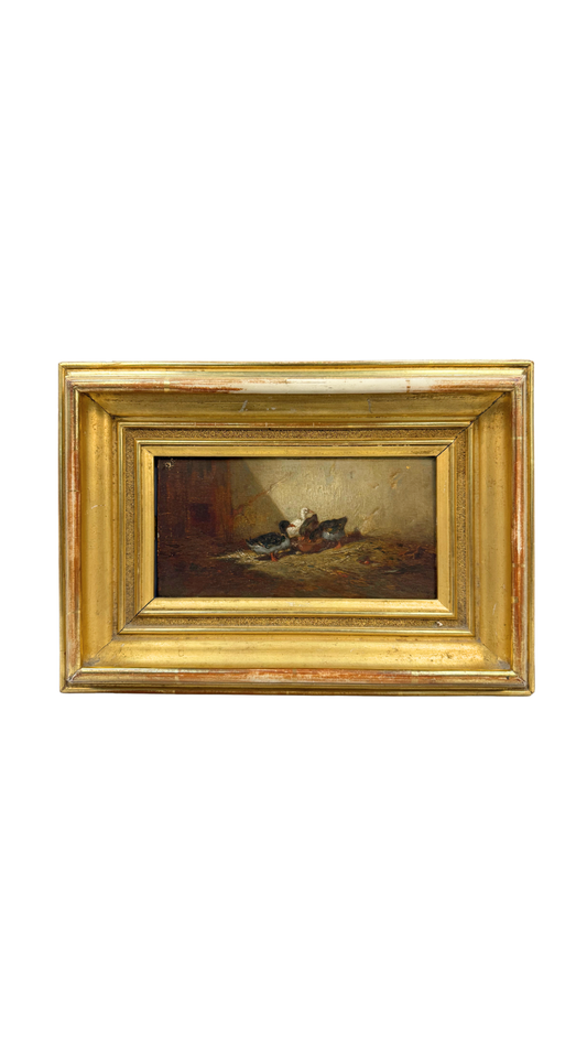 Antique French Painting, “Ducks in the Sunlight”