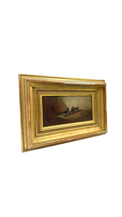 Antique French Painting, “Ducks in the Sunlight”