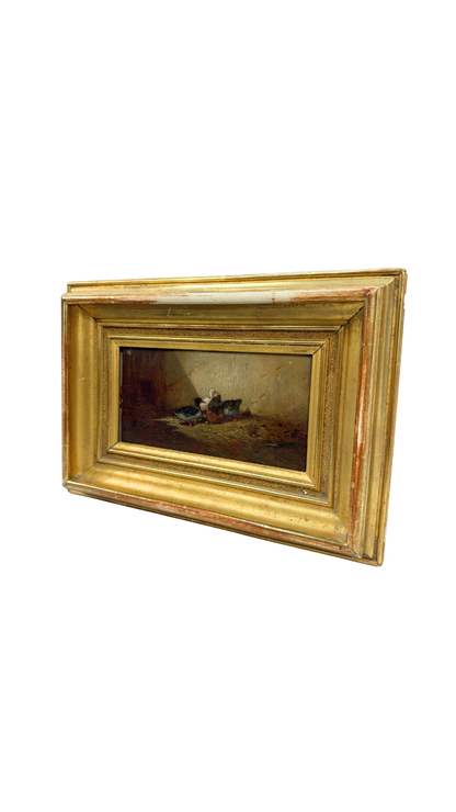 Antique French Painting, “Ducks in the Sunlight”