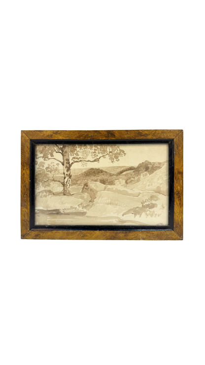 Sepia Wash Landscape Drawing