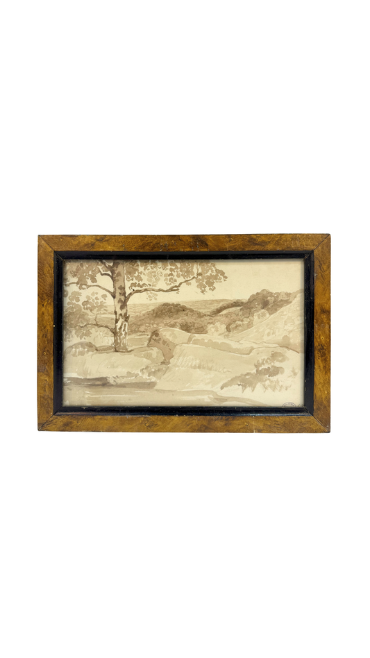 Sepia Wash Landscape Drawing