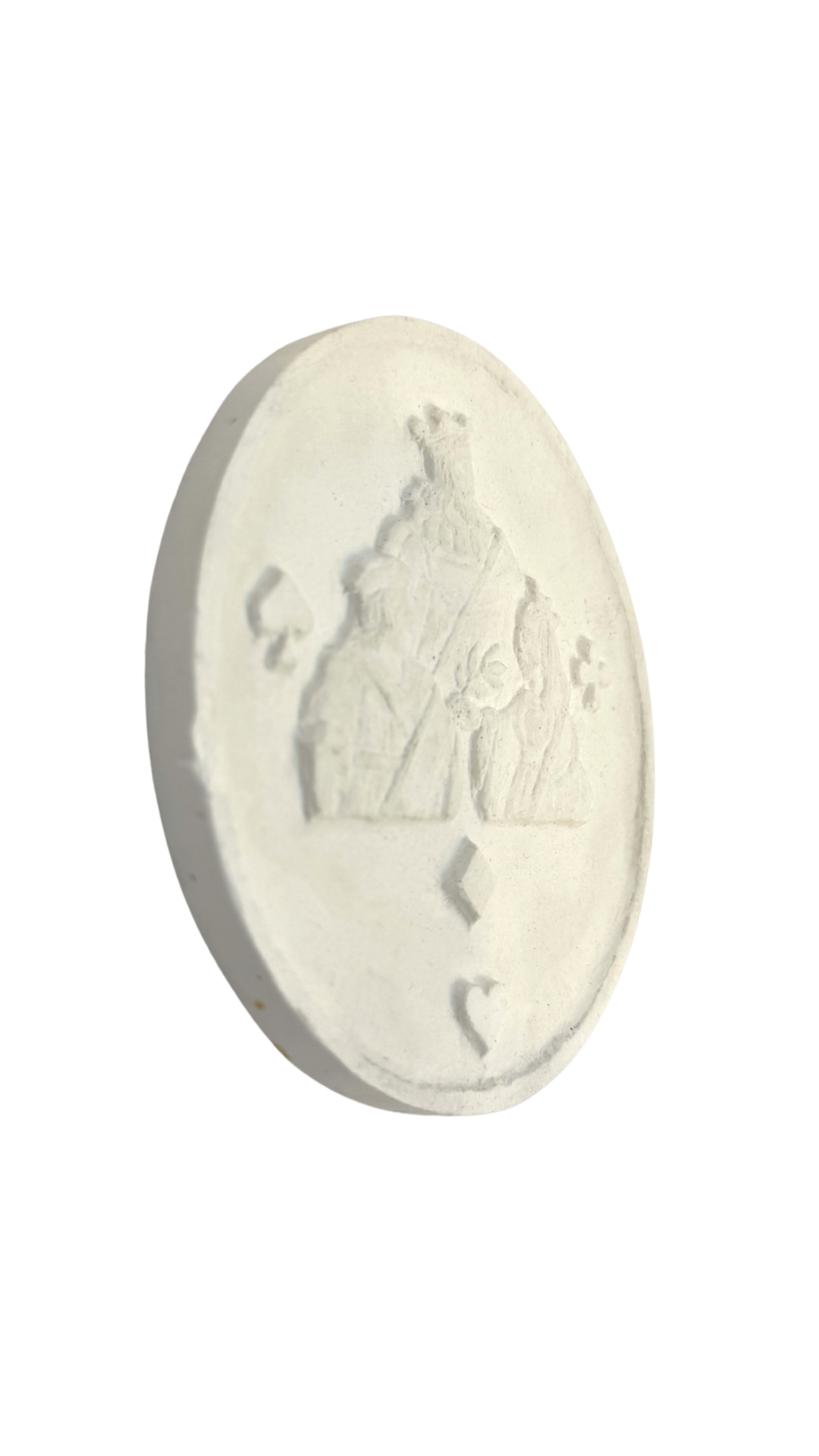 French Plaster Medallion S.G. Faucher, “Les Trois Figures du Jeu", White