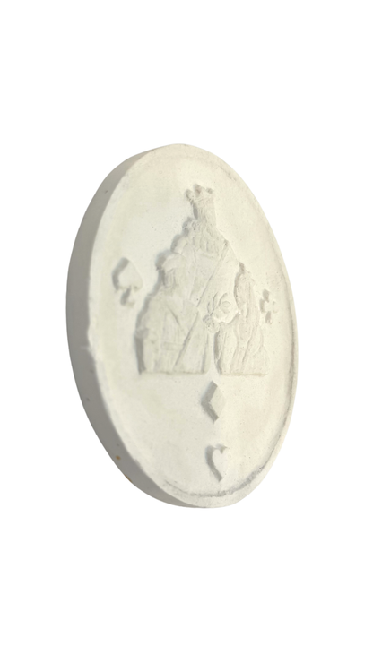 French Plaster Medallion S.G. Faucher, “Les Trois Figures du Jeu", White