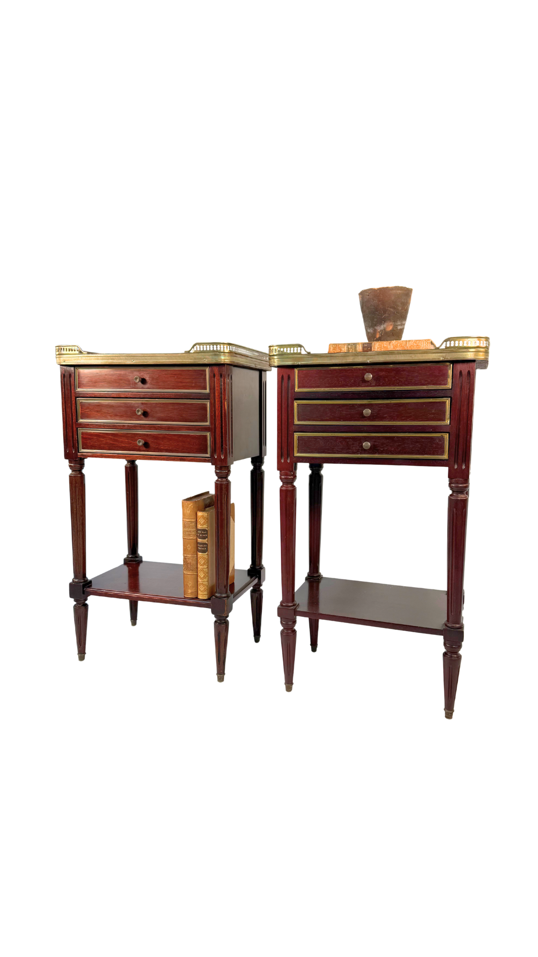 French Louis XVI–Style Marble-Top Nightstands