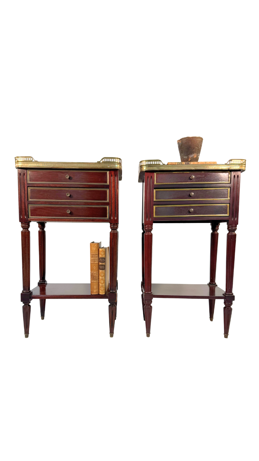 French Louis XVI–Style Marble-Top Nightstands