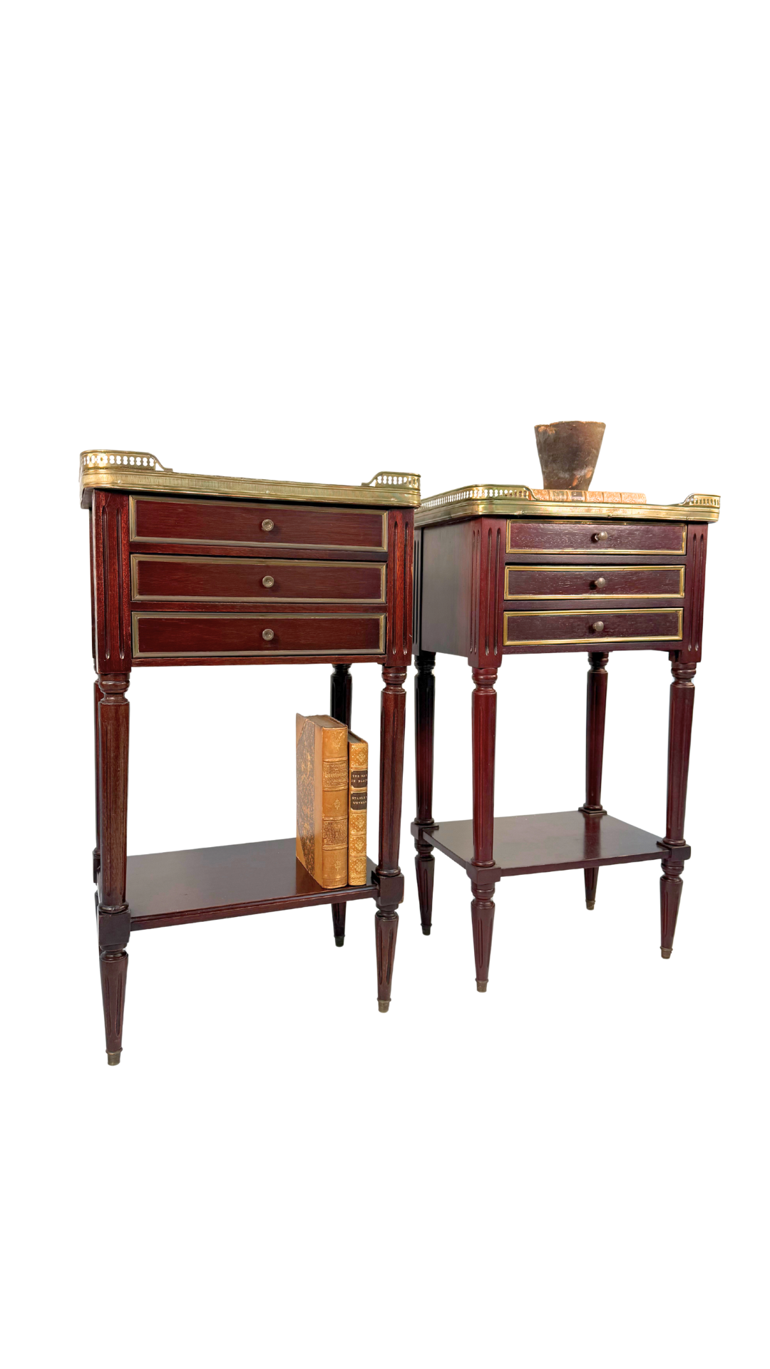 French Louis XVI–Style Marble-Top Nightstands