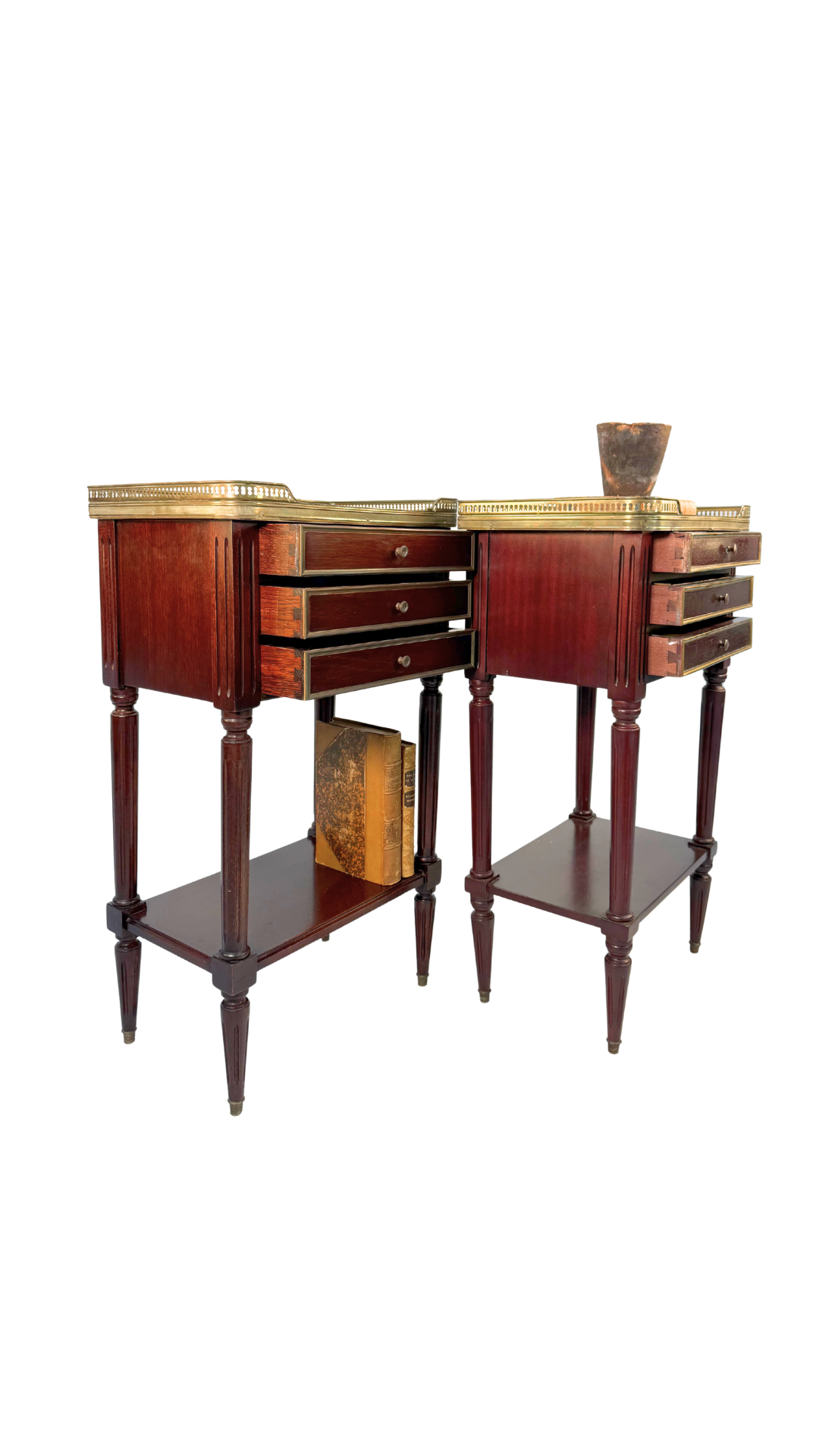 French Louis XVI–Style Marble-Top Nightstands