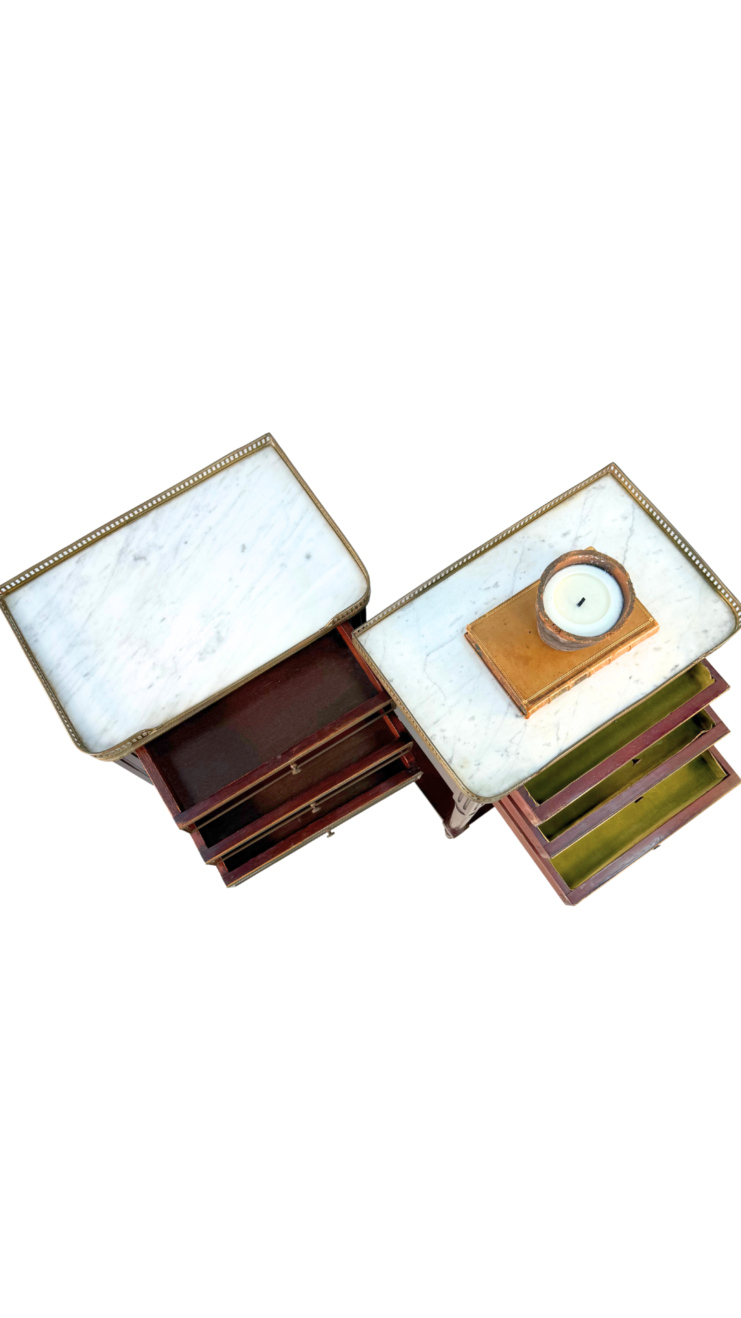 French Louis XVI–Style Marble-Top Nightstands