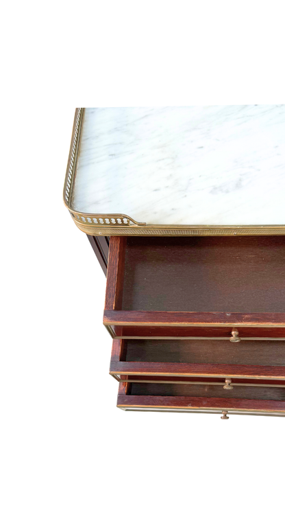 French Louis XVI–Style Marble-Top Nightstands