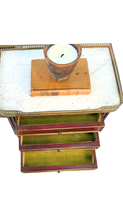 French Louis XVI–Style Marble-Top Nightstands