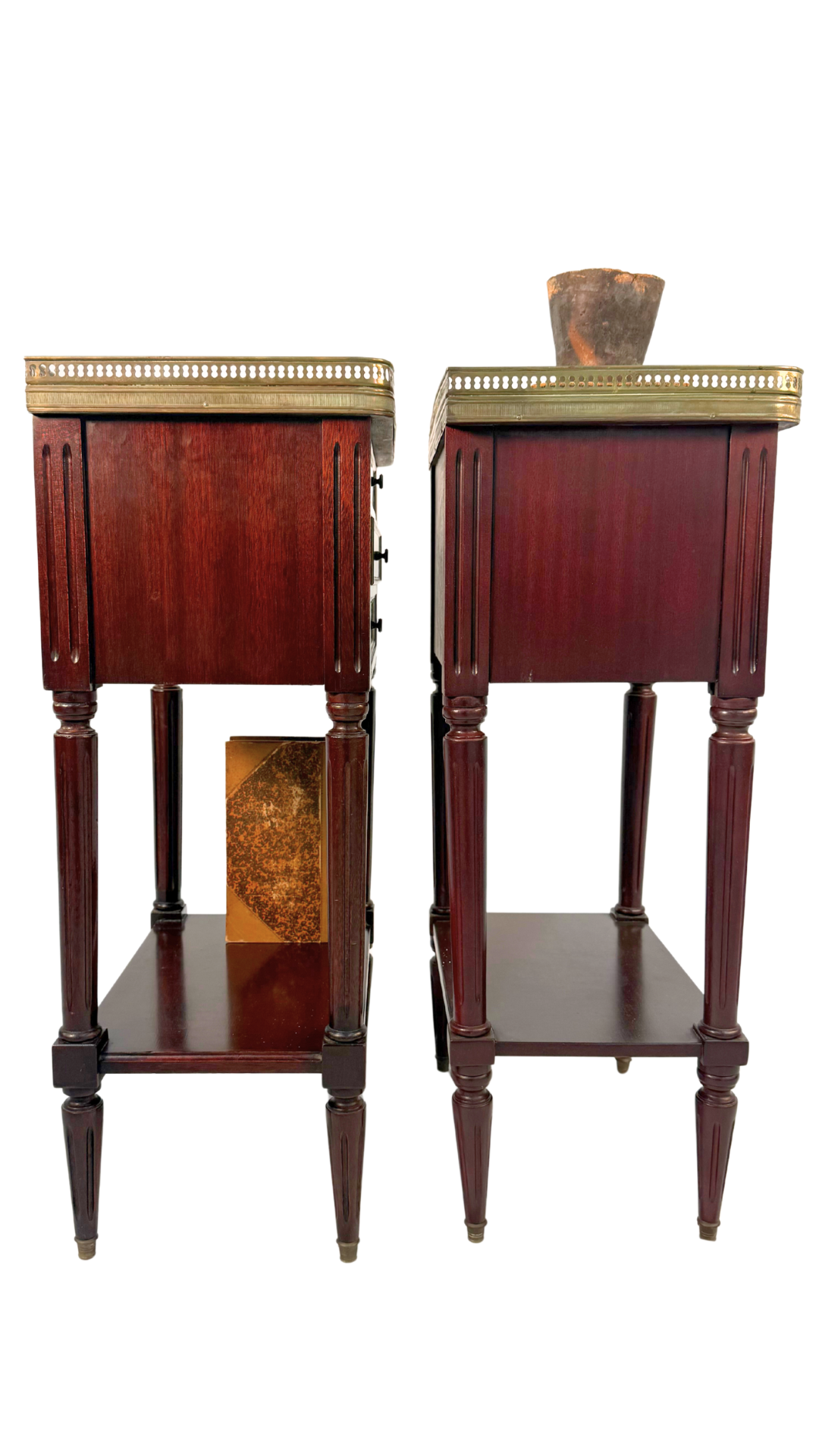 French Louis XVI–Style Marble-Top Nightstands