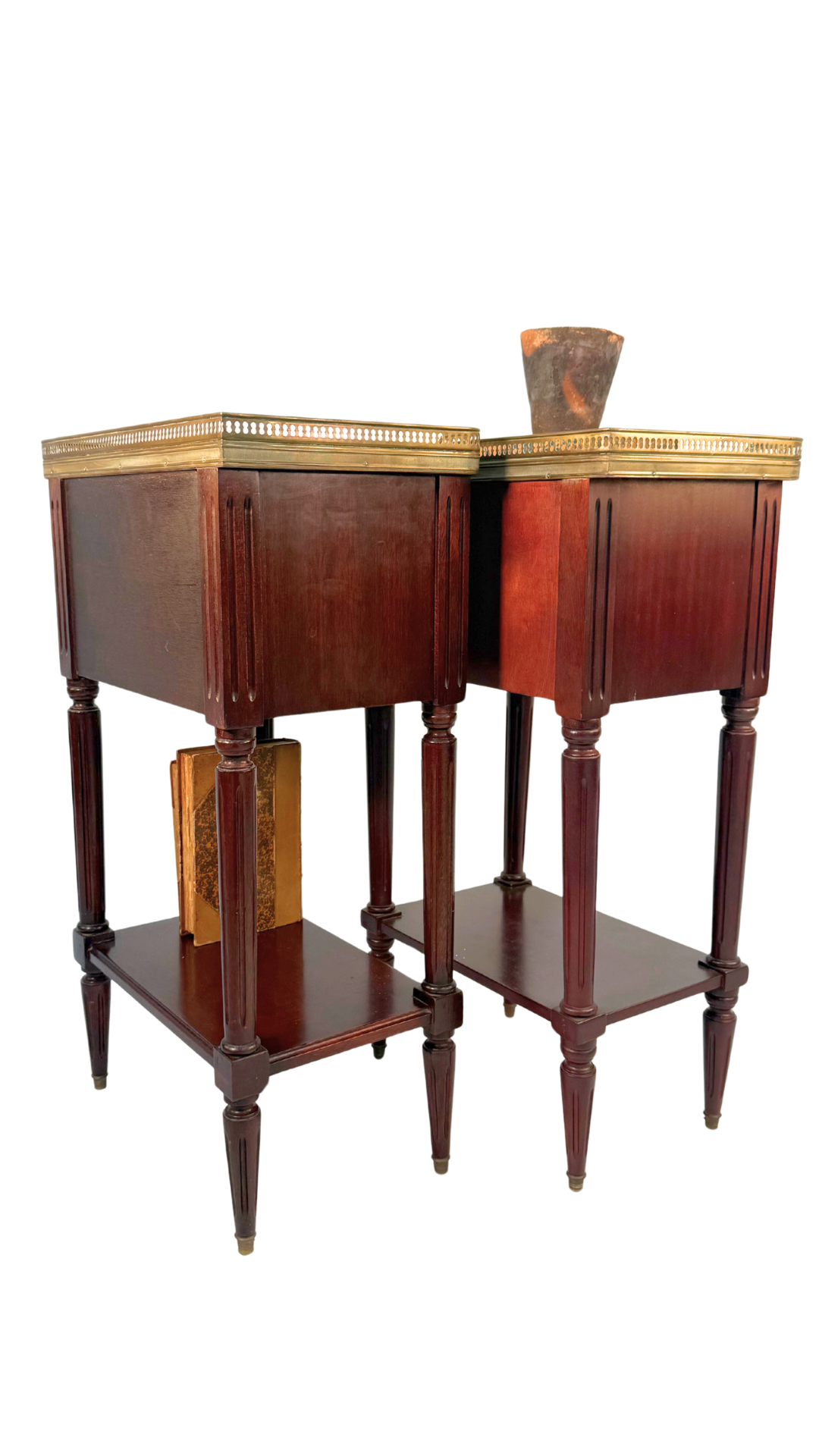 French Louis XVI–Style Marble-Top Nightstands