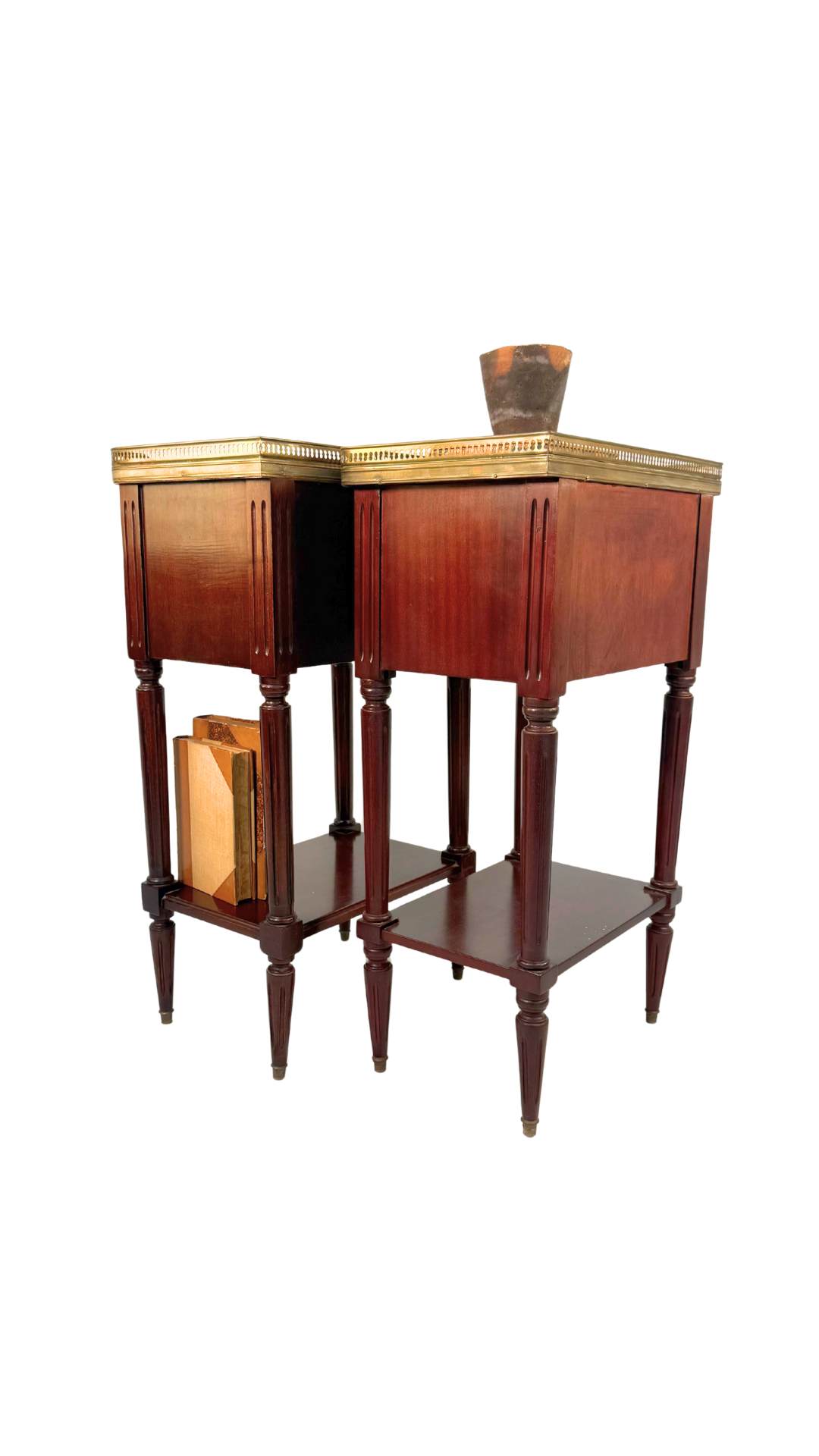 French Louis XVI–Style Marble-Top Nightstands