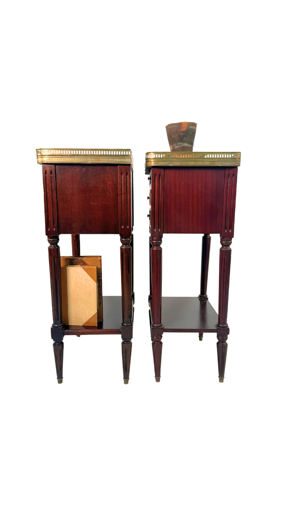 French Louis XVI–Style Marble-Top Nightstands