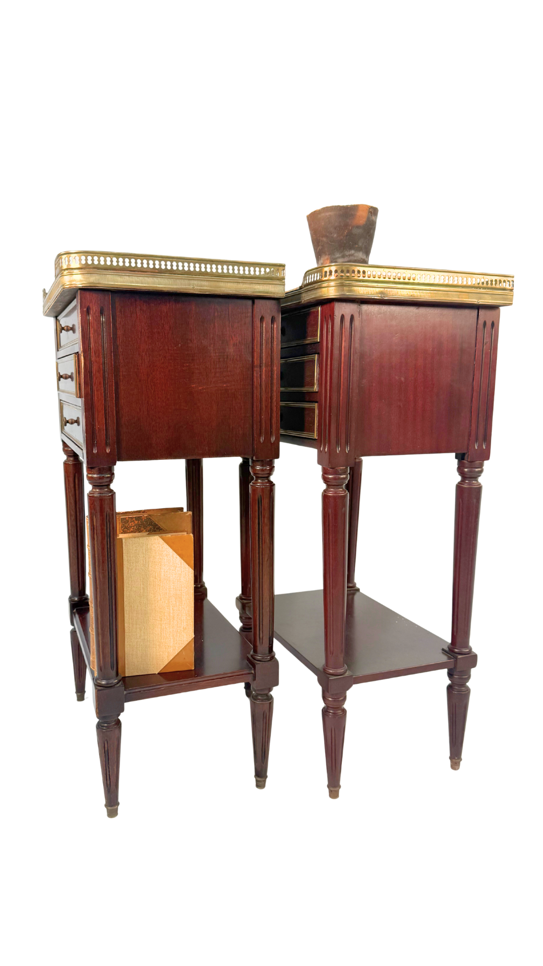 French Louis XVI–Style Marble-Top Nightstands
