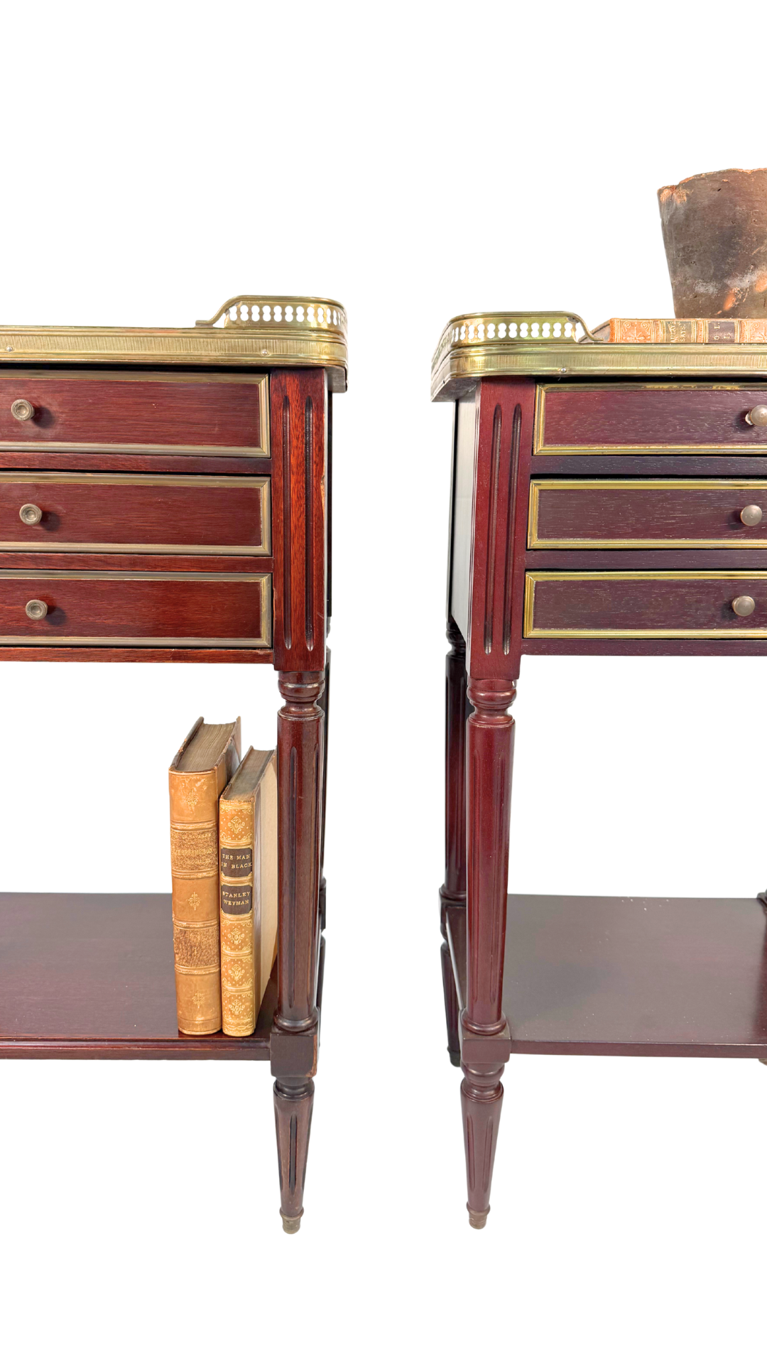 French Louis XVI–Style Marble-Top Nightstands