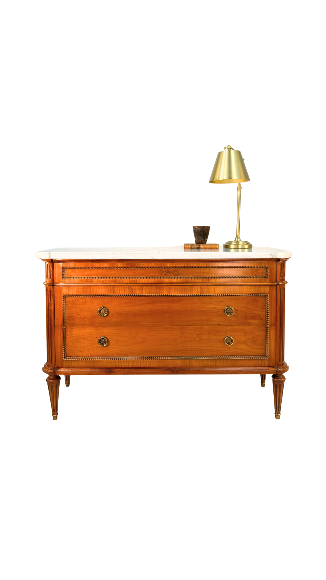 French Louis XVI–Style Vintage Cherry Veneer Commode
