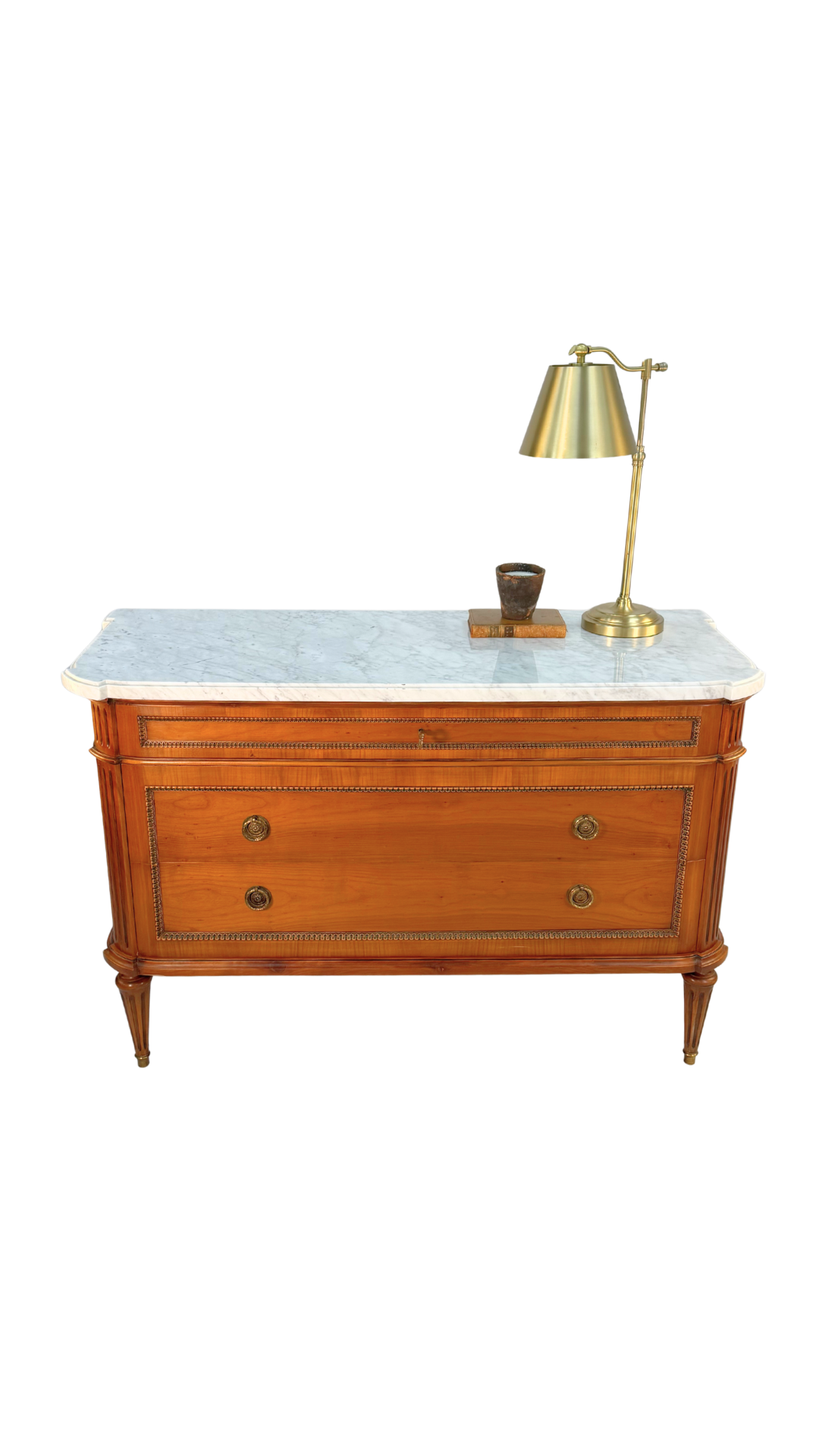 French Louis XVI–Style Vintage Cherry Veneer Commode