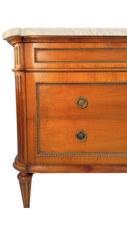 French Louis XVI–Style Vintage Cherry Veneer Commode