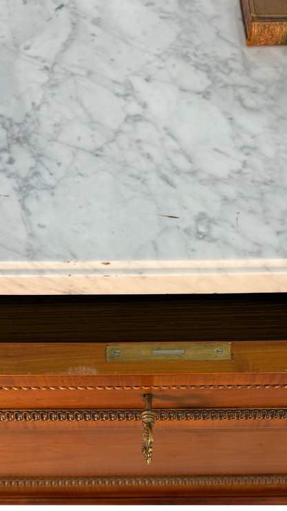 French Louis XVI–Style Vintage Cherry Veneer Commode