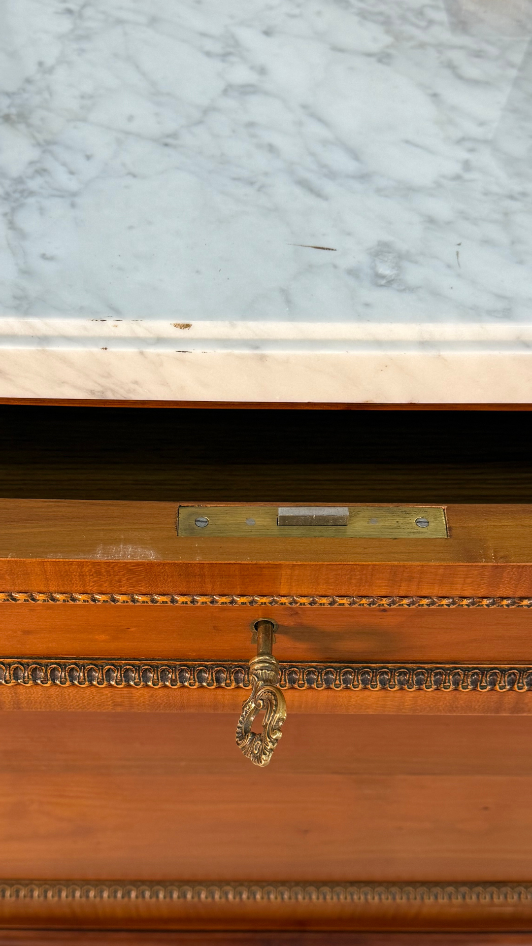 French Louis XVI–Style Vintage Cherry Veneer Commode