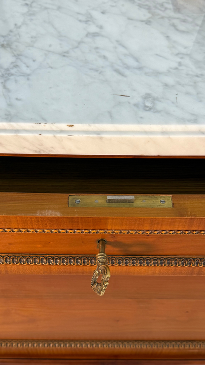 French Louis XVI–Style Vintage Cherry Veneer Commode