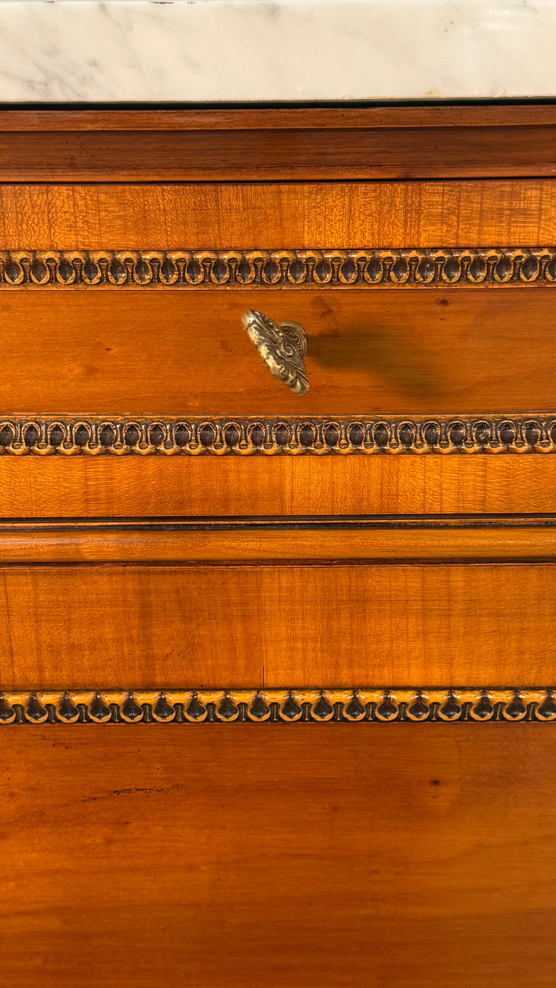 French Louis XVI–Style Vintage Cherry Veneer Commode