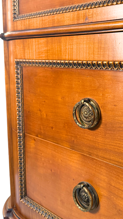 French Louis XVI–Style Vintage Cherry Veneer Commode