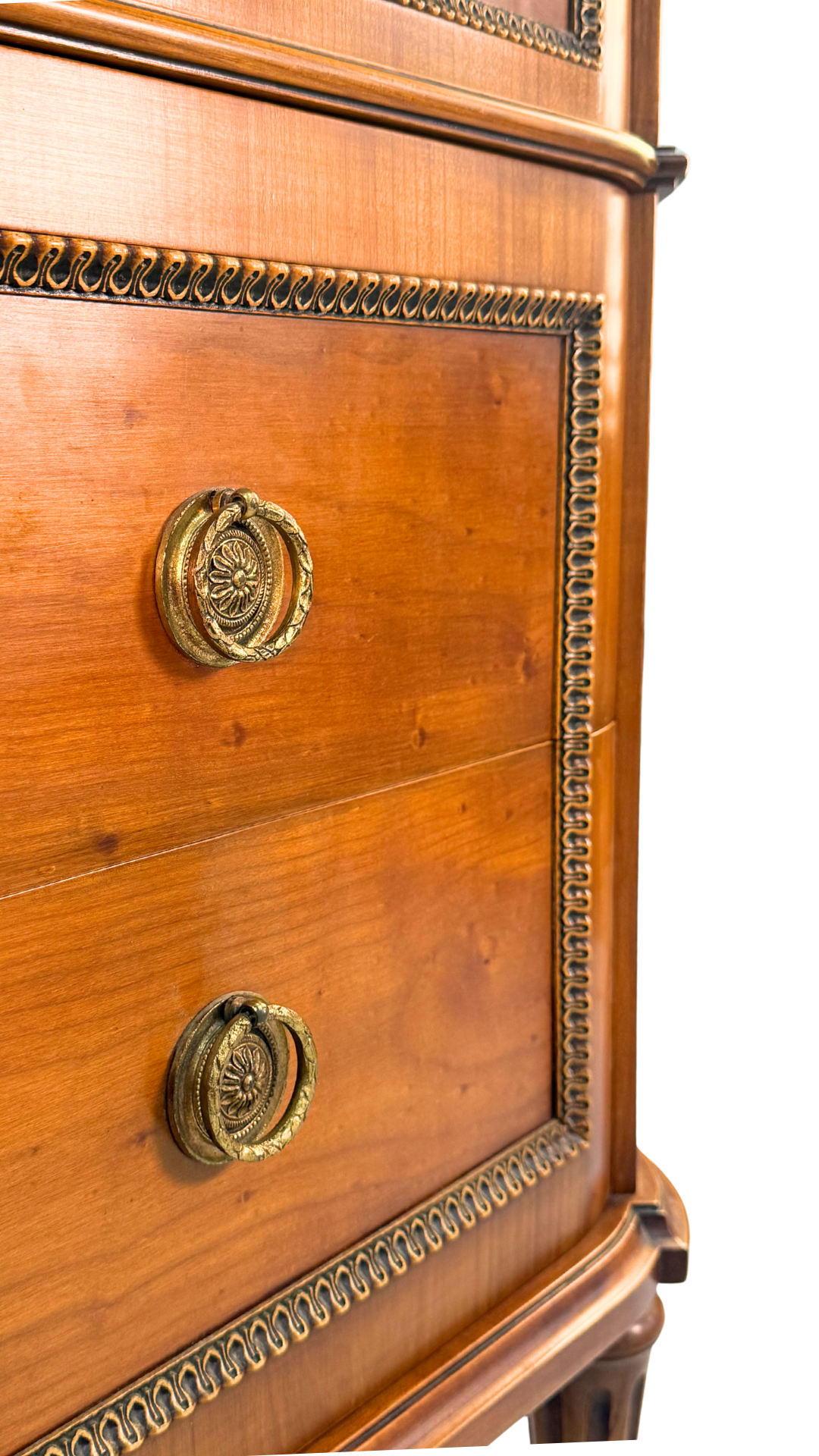 French Louis XVI–Style Vintage Cherry Veneer Commode