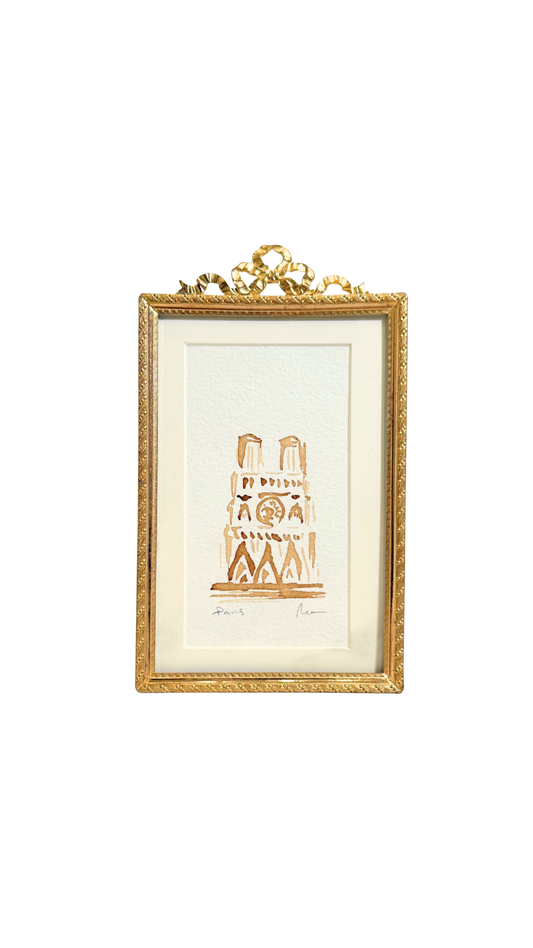 Antique French Frame with Watercolor