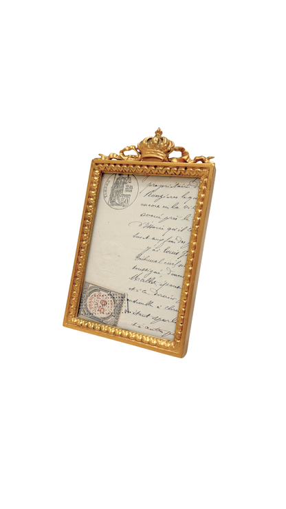 Picart Gilt Bronze Frame with Regal Crown Crest