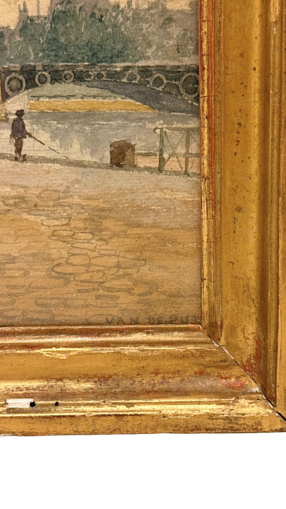 French Watercolor of the Seine, Van de Put