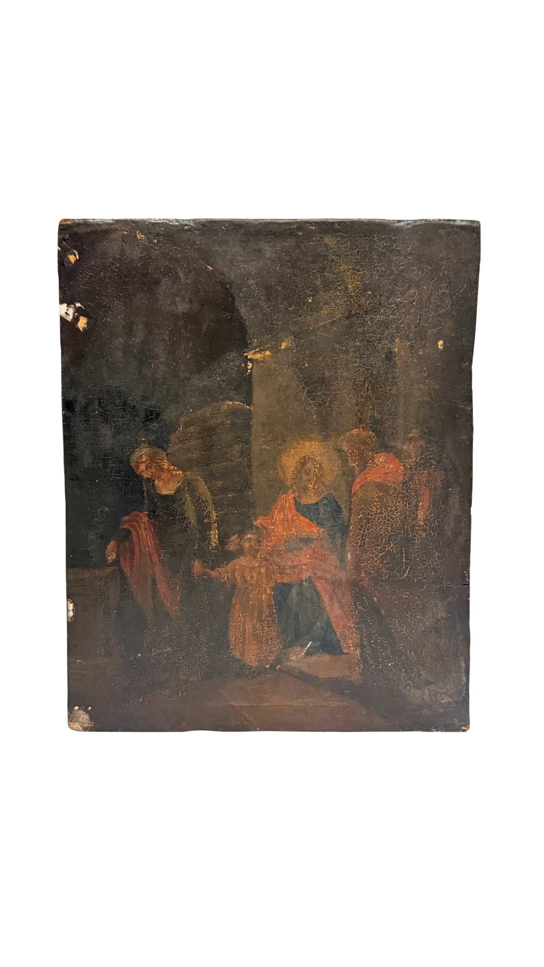 Antique Religious Panel Painting on Wood