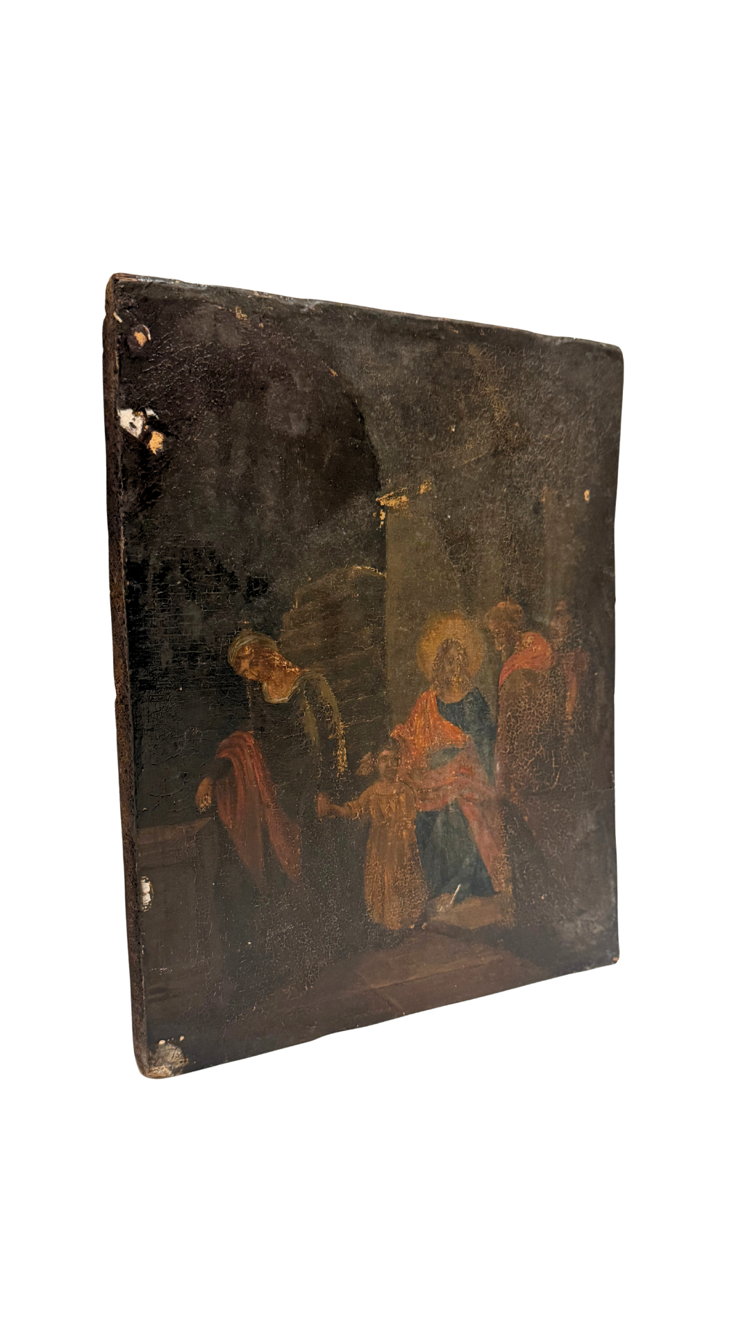 Antique Religious Panel Painting on Wood