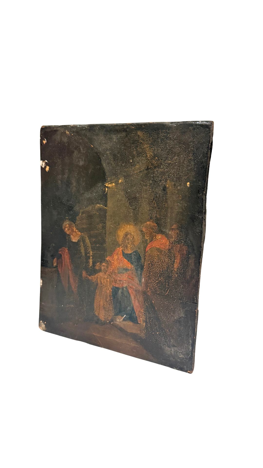 Antique Religious Panel Painting on Wood