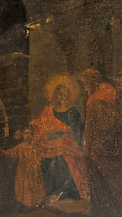 Antique Religious Panel Painting on Wood