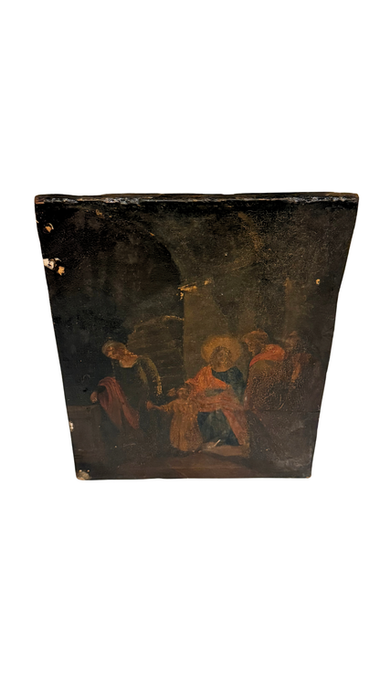 Antique Religious Panel Painting on Wood