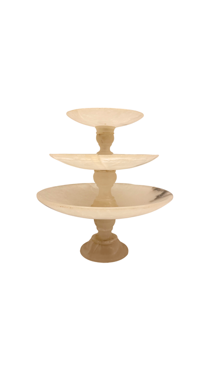 French Alabaster Three-Tier Compote